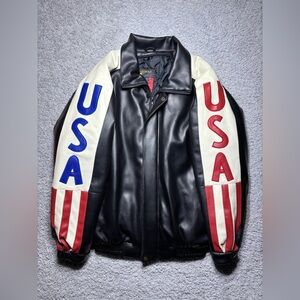 Zorro Jacket Mens 3XL Vintage USA Bomber Vegan Leather Patriotic American Pride